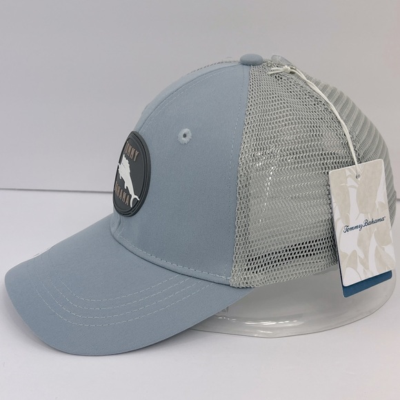 TOMMY BAHAMA CAP/HAT, 3D MARLON FISH LOGO IN RUBBER,TAUP-GREY HAT WITH GREY MESH - Picture 4 of 13
